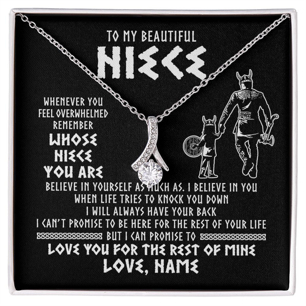 Alluring Beauty Necklace | Personalized To My Niece Viking Necklace From Uncle Whenever You Feel Overwhelmed Niece Birthday Christmas Jewelry Customized Gift Message Card | siriusteestore