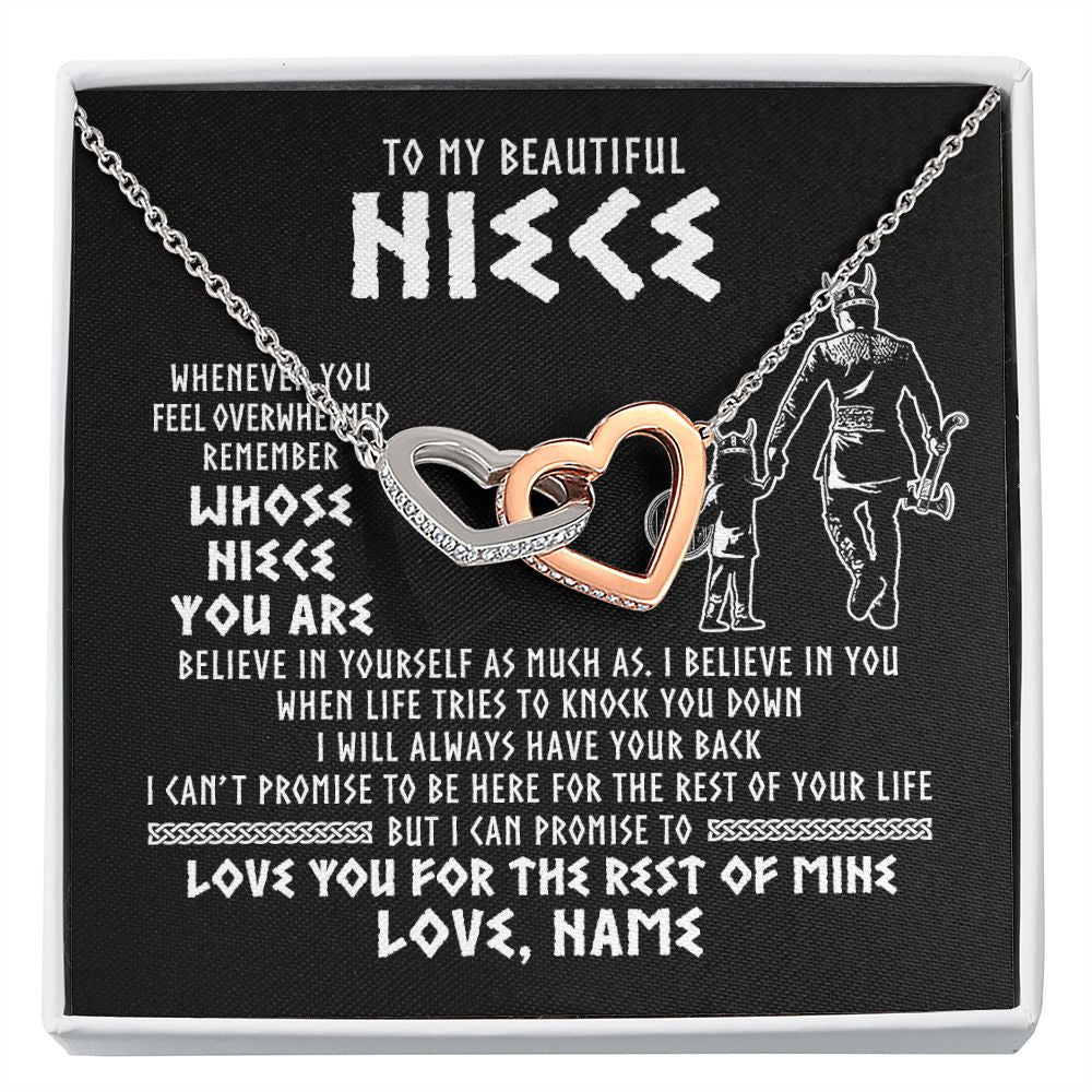 Interlocking Hearts Necklace | Personalized To My Niece Viking Necklace From Uncle Whenever You Feel Overwhelmed Niece Birthday Christmas Jewelry Customized Gift Message Card | siriusteestore