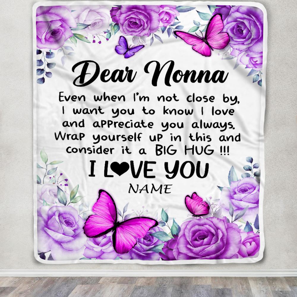 Personalized To My Nonna Blanket From Granddaughter Grandson Butterfly Love And Appreciate Nonna Birthday Mothers Day Christmas Customized Fleece Blanket | siriusteestore