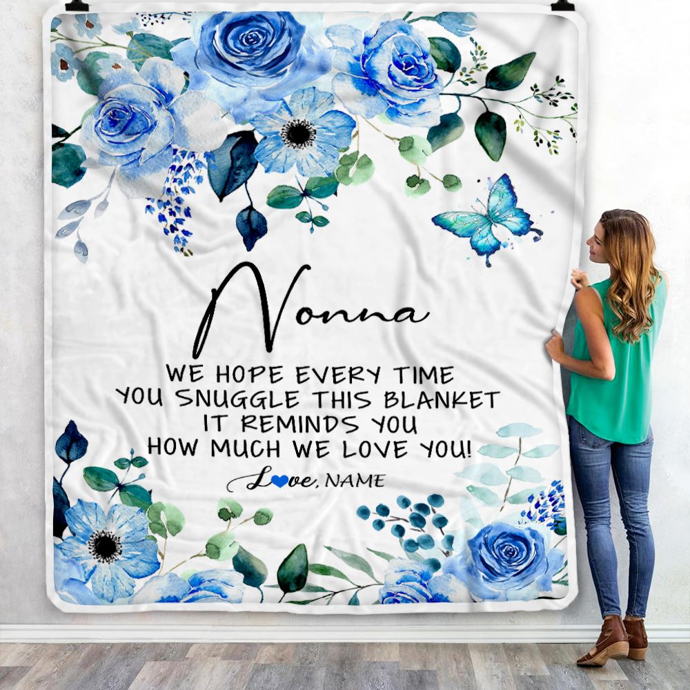 Personalized To My Nonna Blanket From Grandkids Floral How Much We Love You Nonna Birthday Mothers Day Christmas Customized Fleece Throw Blanket | siriusteestore