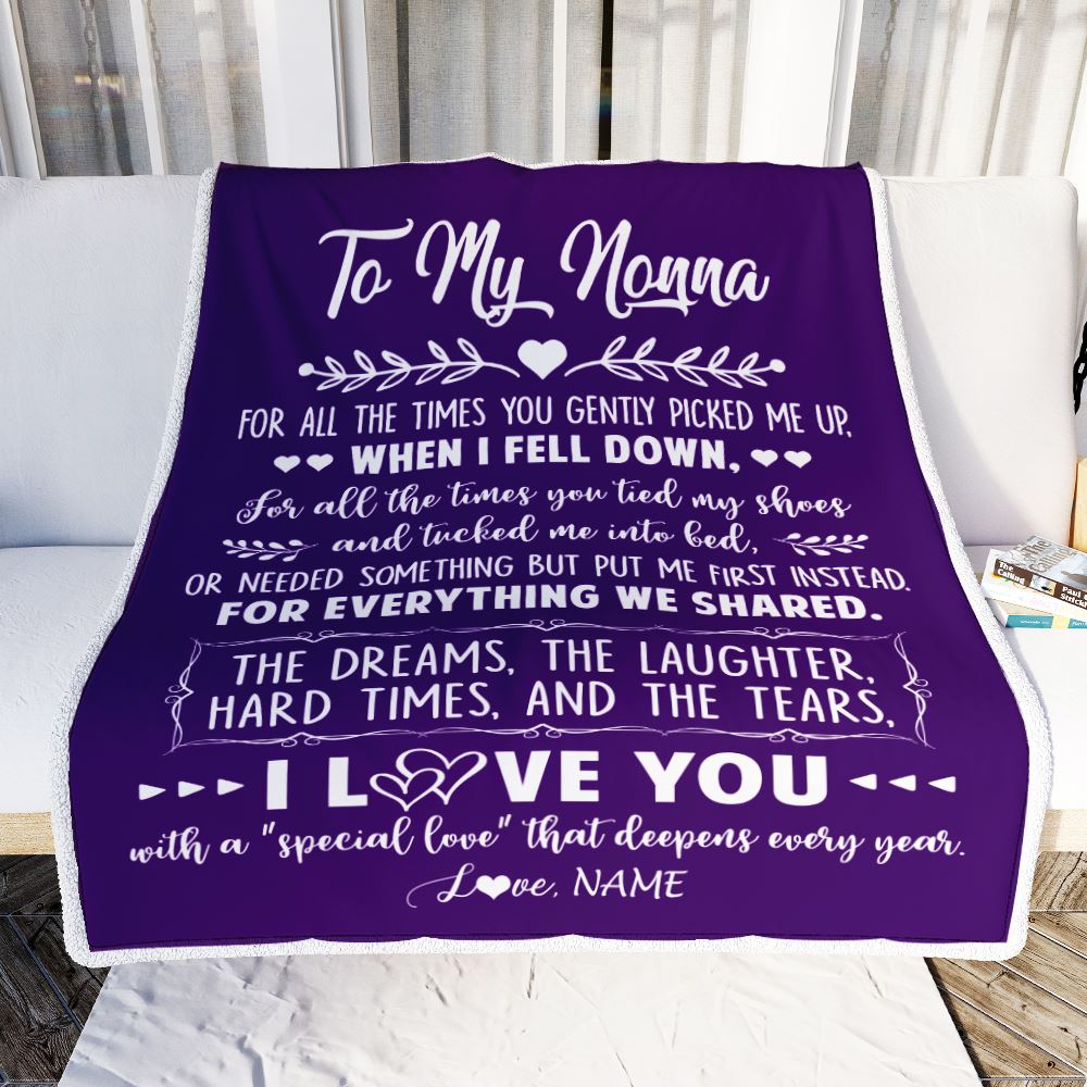 Personalized To My Nonna Blanket From Grandkids I Love You With A Special Love Nonna Birthday Mothers Day Christmas Customized Fleece Throw Blanket | siriusteestore