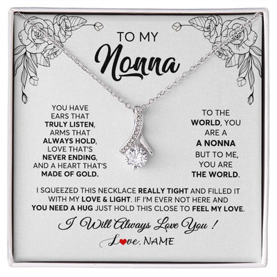 Alluring Beauty Necklace | Personalized To My Nonna Necklace From Grandkids Granddaughter Hold This Close Feel My Love Nonna Birthday Mothers Day Jewelry Customized Gift Box Message Card | siriusteestore