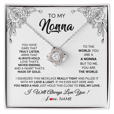 Love Knot Necklace | Personalized To My Nonna Necklace From Grandkids Granddaughter Hold This Close Feel My Love Nonna Birthday Mothers Day Jewelry Customized Gift Box Message Card | siriusteestore