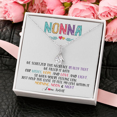 Alluring Beauty Necklace | Personalized To My Nonna Necklace From Grandkids Granddaughter We Squeezed This Necklace Nonna Birthday Mothers Day Jewelry Customized Gift Box Message Card | siriusteestore