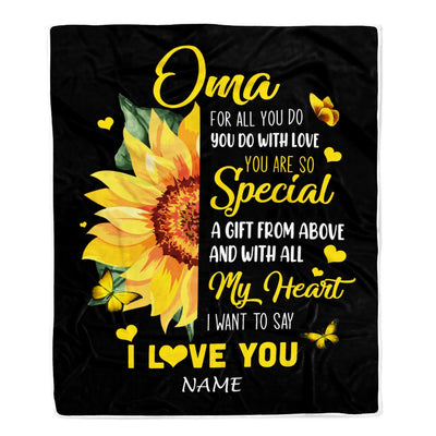 Personalized To My Oma Blanket From Grandkids Granddaughter I Want To Say I Love You Sunfower Oma Birthday Mothers Day Christmas Customized Fleece Throw Blanket | siriusteestore