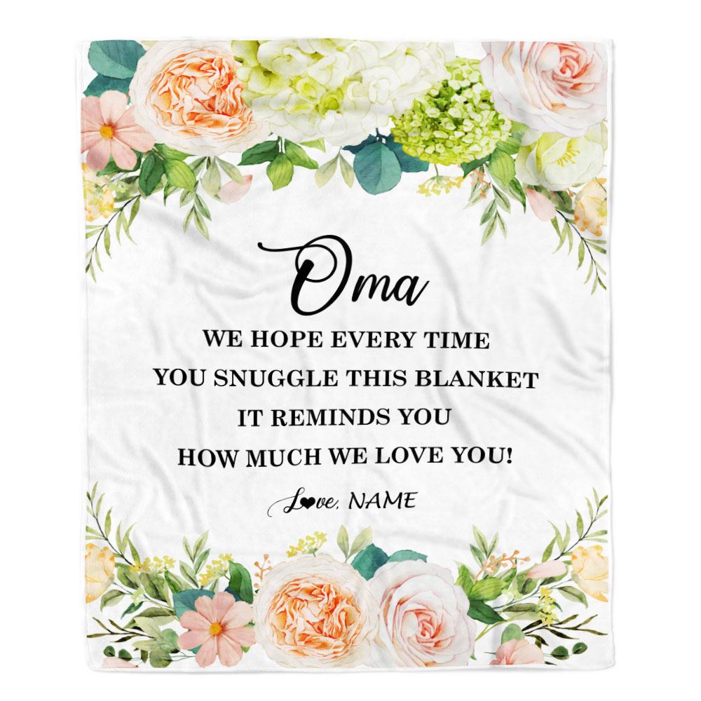 Personalized To My Oma Blanket From Grandkids How Much We Love You Flower Oma Birthday Mothers Day Christmas Customized Fleece Throw Blanket | siriusteestore