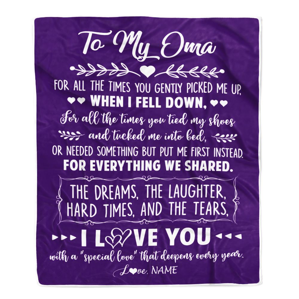 Personalized To My Oma Blanket From Grandkids I Love You With A Special Love Oma Birthday Mothers Day Christmas Customized Fleece Throw Blanket | siriusteestore