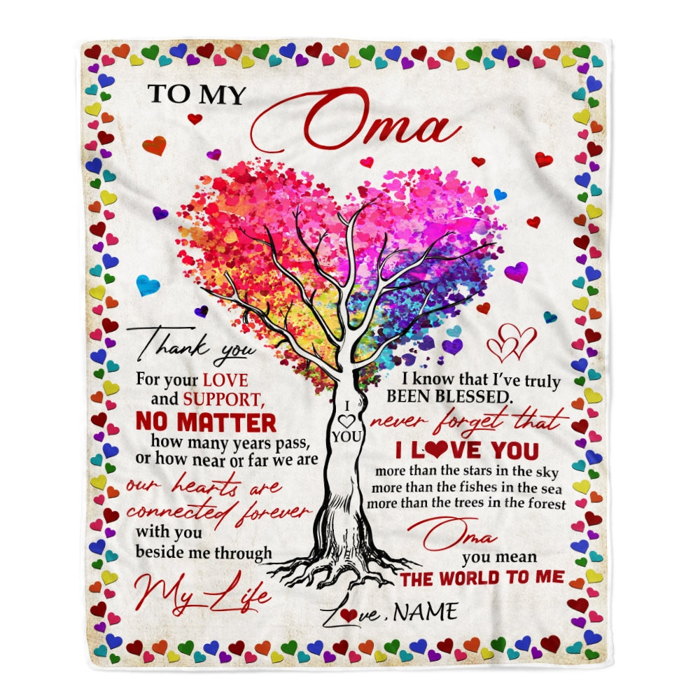 Personalized To My Oma Blanket From Grandkids Never Forget That I Love You You Mean The World to Me Oma Birthday Mothers Day Christmas Fleece Blanket | siriusteestore