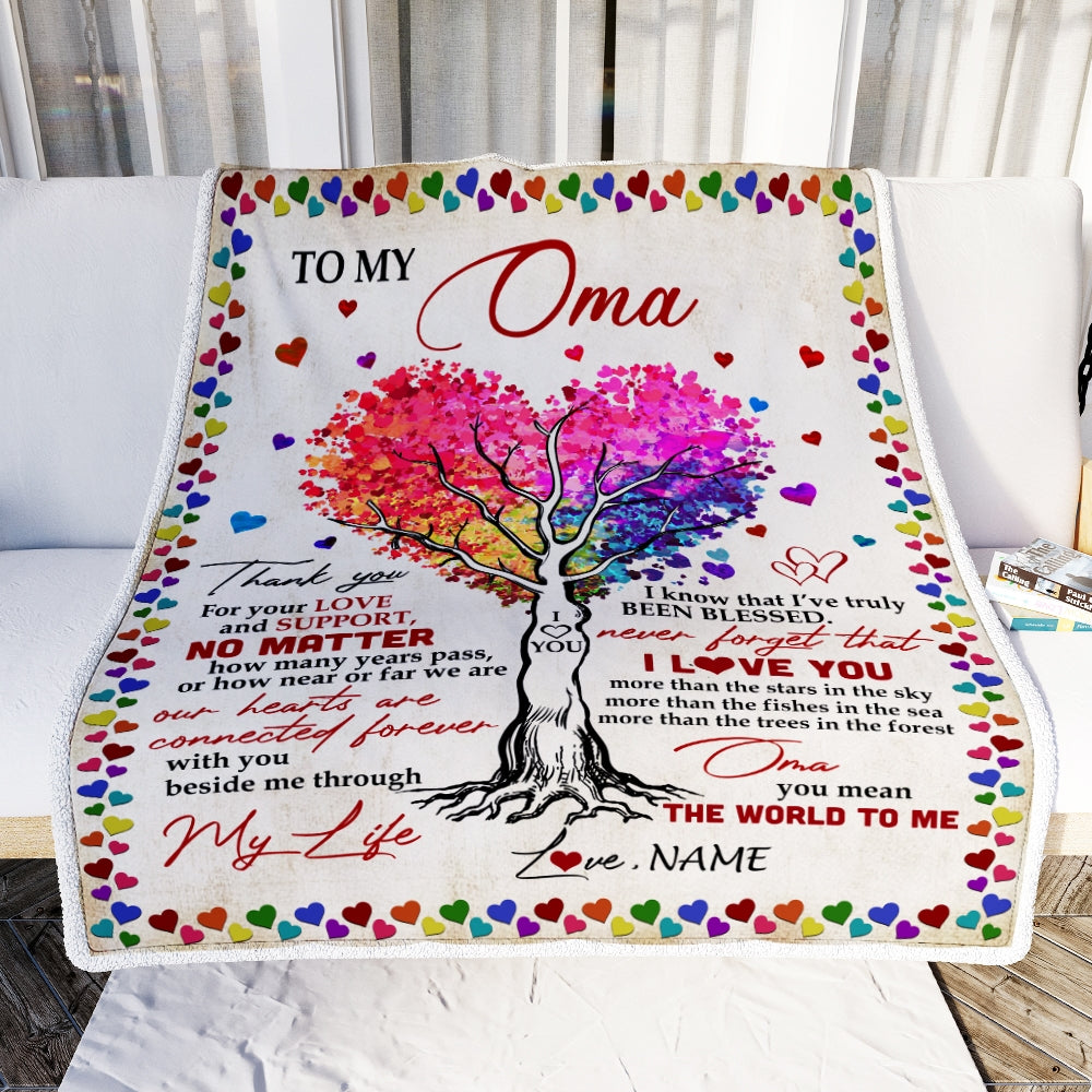 Personalized To My Oma Blanket From Grandkids Never Forget That I Love You You Mean The World to Me Oma Birthday Mothers Day Christmas Fleece Blanket | siriusteestore