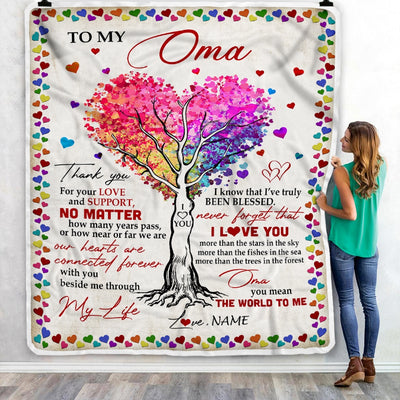 Personalized To My Oma Blanket From Grandkids Never Forget That I Love You You Mean The World to Me Oma Birthday Mothers Day Christmas Fleece Blanket | siriusteestore