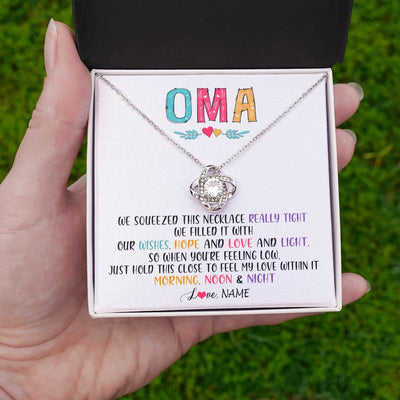 Love Knot Necklace | Personalized To My Oma Necklace From Grandkids Granddaughter We Squeezed This Necklace Oma Birthday Mothers Day Christmas Customized Gift Box Message Card | siriusteestore