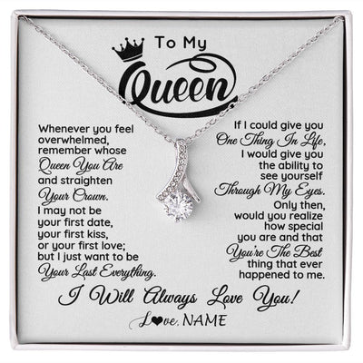Alluring Beauty Necklace | Personalized To My Queen Necklace From Husband Whenever You Feel Overwhelmed Soulmate Wife Valentines Day Birthday Christmas Customized Gift Box Message Card | siriusteestore