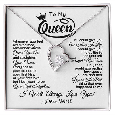 Forever Love Necklace | Personalized To My Queen Necklace From Husband Whenever You Feel Overwhelmed Soulmate Wife Valentines Day Birthday Christmas Customized Gift Box Message Card | siriusteestore