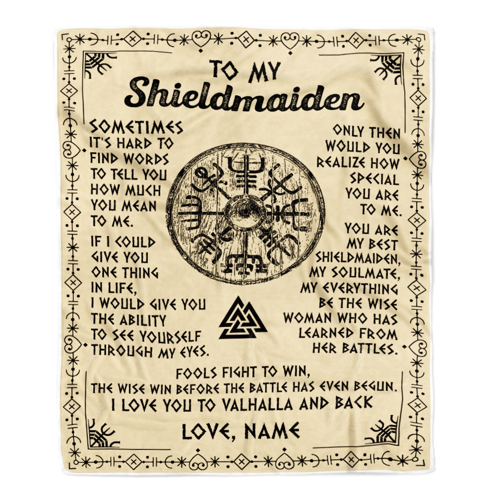 Personalized To My Shieldmaiden Blanket Viking Vintage I Love You To Valhalla Wife Girlfriend Birthday Anniversary Christmas Customized Bed Fleece Blanket | siriusteestore