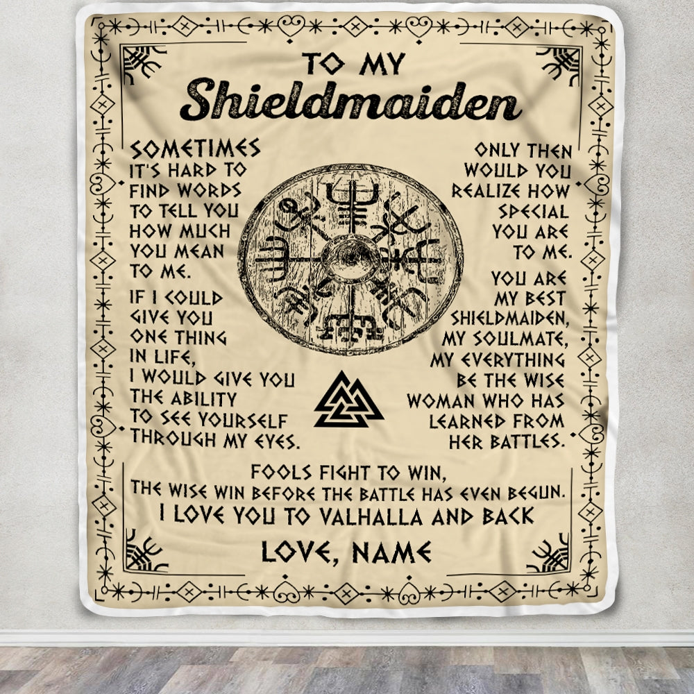 Personalized To My Shieldmaiden Blanket Viking Vintage I Love You To Valhalla Wife Girlfriend Birthday Anniversary Christmas Customized Bed Fleece Blanket | siriusteestore