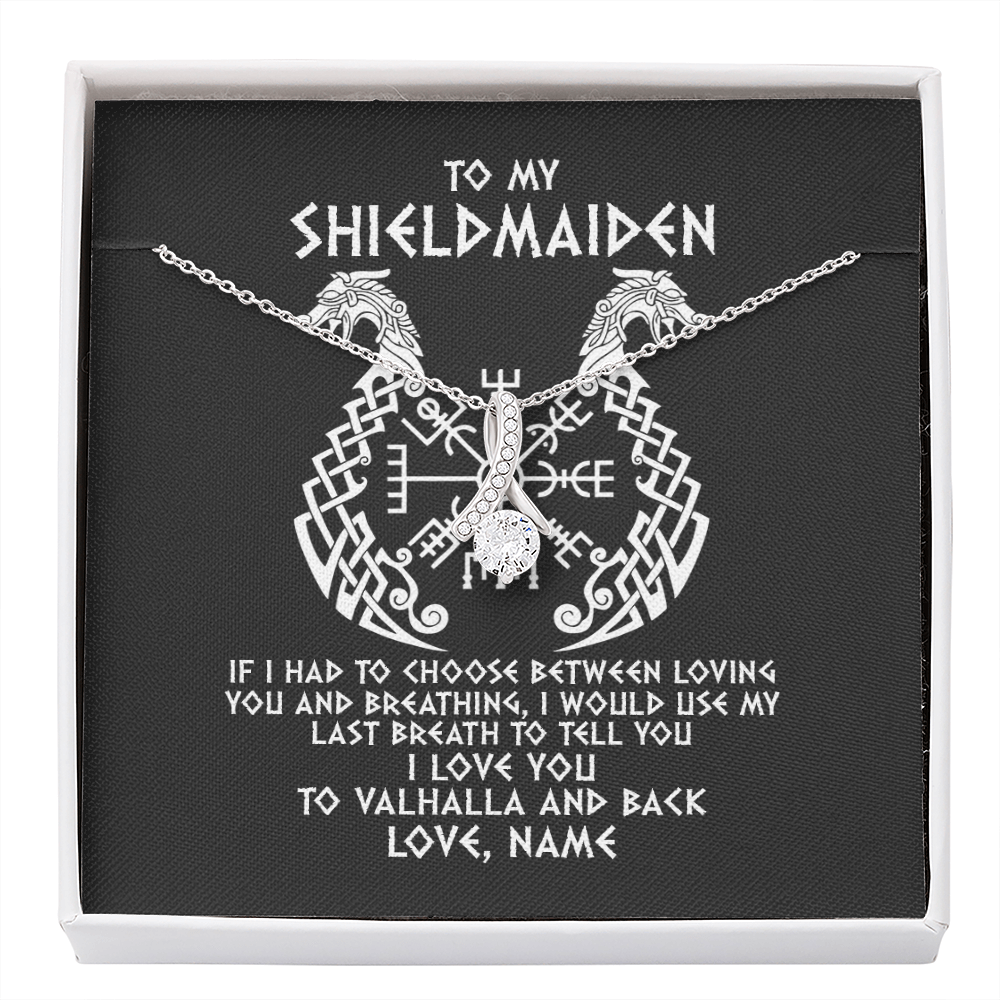Alluring Beauty Necklace | Personalized To My Shieldmaiden Necklace From Viking I Love You For Wife From Husband Girlfriend From Boyfriend Birthday Valentines Day Customized Message Card | siriusteestore