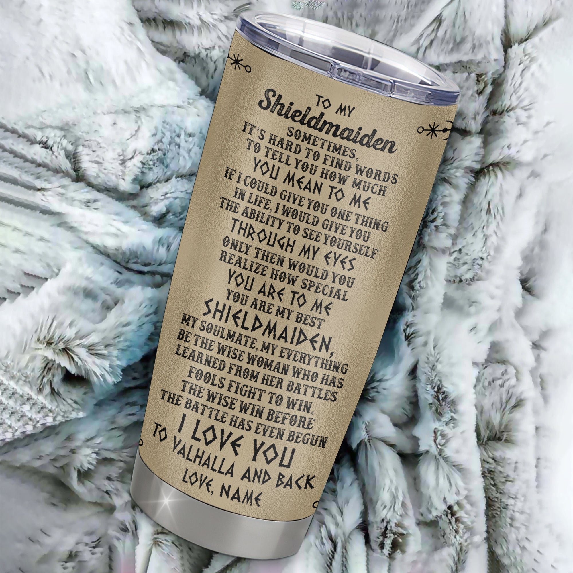 Personalized To My Shieldmaiden Tumbler Viking Stainless Steel Cup Vintage I Love You To Valhalla Wife Girlfriend Birthday Anniversary Christmas Travel Mug | siriusteestore