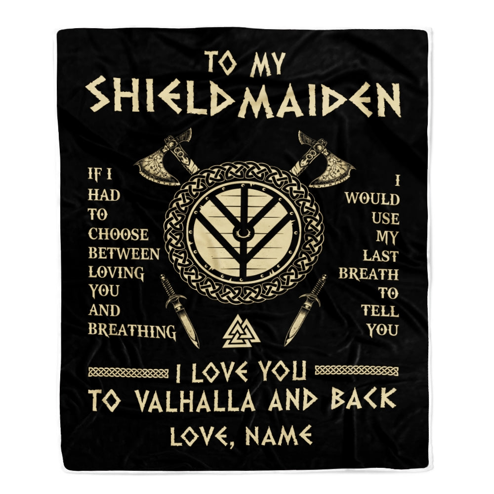 Personalized To My Shieldmaiden Viking Blanket Wife From Husband I Love You to Valhalla Soulmate Fiance Girlfriend Birthday Anniversary Fleece Throw Blanket | siriusteestore