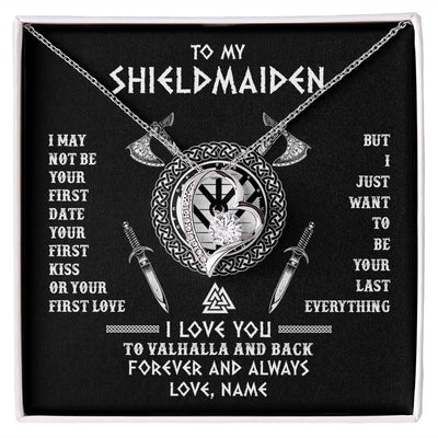 Forever Love Necklace | Personalized To My Shieldmaiden Viking Necklace I Love You To Valhalla And Back Wife Girlfriend Women Birthday Anniversary Customized Gift Box Message Card | siriusteestore