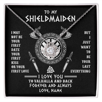 Love Knot Necklace | Personalized To My Shieldmaiden Viking Necklace I Love You To Valhalla And Back Wife Girlfriend Women Birthday Anniversary Customized Gift Box Message Card | siriusteestore