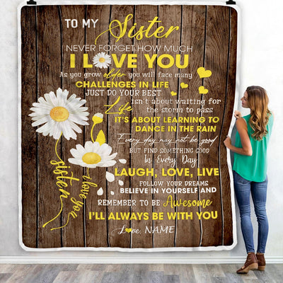 Personalized To My Sister Blanket From Brother Never Forget I Love You Daisy Sister Birthday Graduation Christmas Customized Bed Fleece Throw Blanket | siriusteestore
