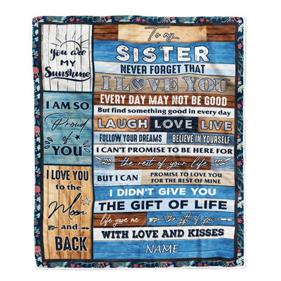 Personalized To My Sister Blanket From Brother Sister I Love You Wood Sister Birthday Christmas Thanksgiving Graduation Customized Fleece Blanket | siriusteestore