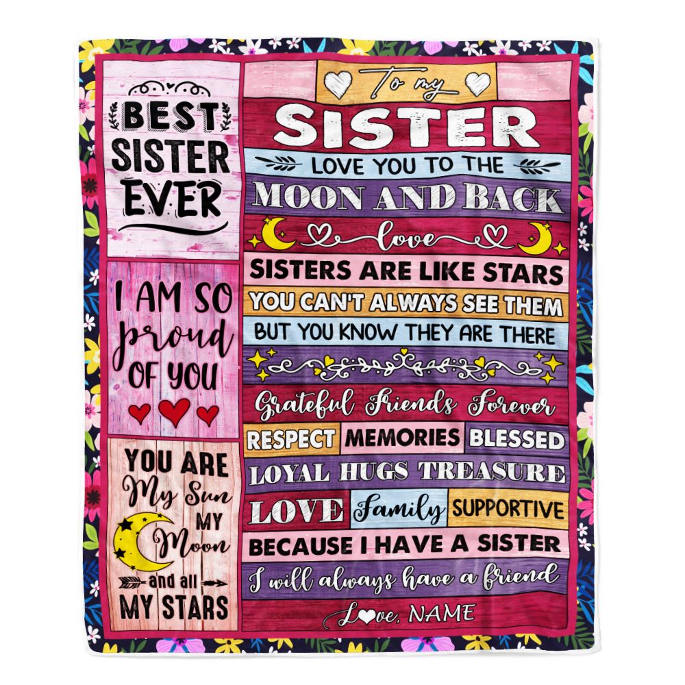 Personalized To My Sister Blanket From Brother Sister Like A Stars Friends Birthday Anniversary Day Graduation Christmas Customized Bed Fleece Throw Blanket | siriusteestore