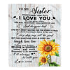 Personalized To My Sister Blanket From Brother Sunflower Wood Laugh Love Live Sister Birthday Graduation Christmas Customized Bed Quilt Fleece Throw Blanket | siriusteestore