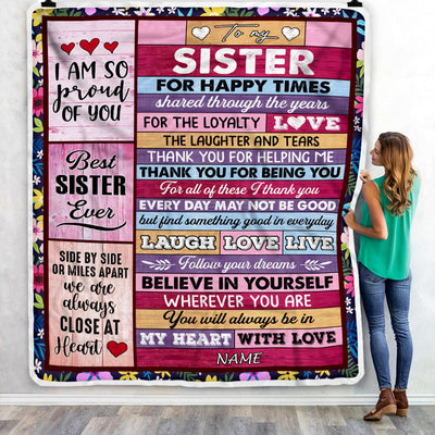 Personalized To My Sister Blanket From Brother Wood Believe In Your Self Thank You Brother Birthday Thanksgiving Christmas Customized Bed Fleece Throw Blanket | siriusteestore