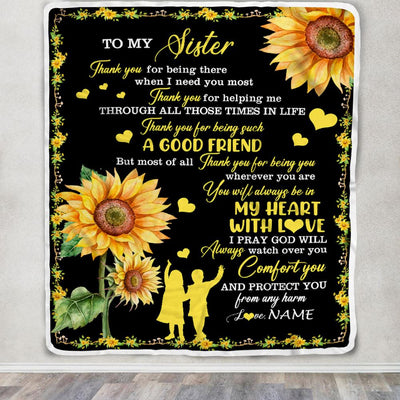 Personalized To My Sister Blanket From Sister Brother A Good Friend Sunflower Sister Birthday Graduation Christmas Customized Bed Fleece Throw Blanket | siriusteestore