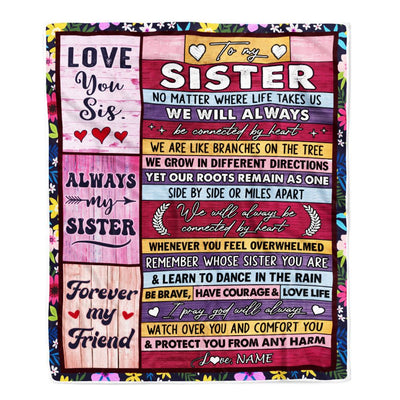 Personalized To My Sister Blanket From Sister Brother Conversation Ability Moon Back Sister Birthday Graduation Christmas Customized Bed Fleece Blanket | siriusteestore
