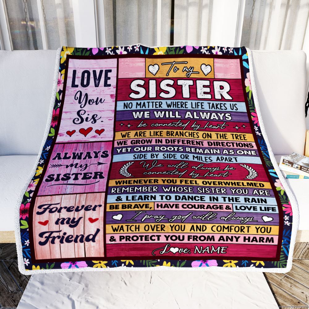 Personalized To My Sister Blanket From Sister Brother Conversation Ability Moon Back Sister Birthday Graduation Christmas Customized Bed Fleece Blanket | siriusteestore