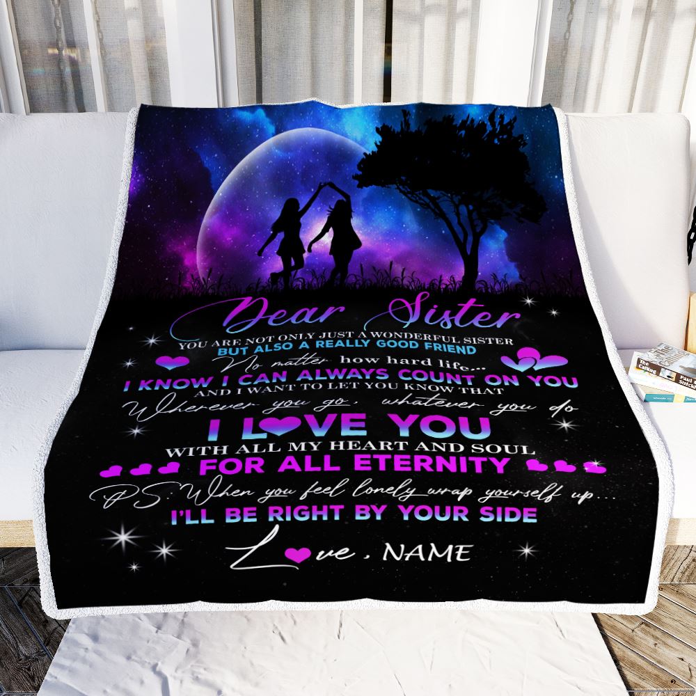 Personalized To My Sister Blanket From Sister Brother Good Friend Count On You I Love You Sister Birthday Graduation Christmas Customized Bed Fleece Blanket | siriusteestore