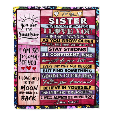 Personalized To My Sister Blanket From Sister Brother Proud Of You I Love You Wood Sister Birthday Thanksgiving Christmas Customized Fleece Throw Blanket | siriusteestore