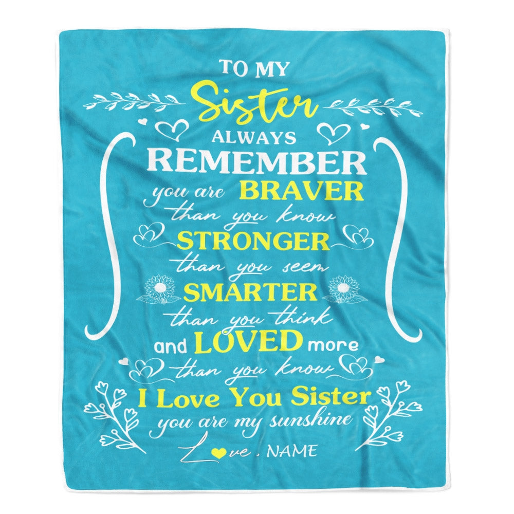 Personalized To My Sister Blanket From Sister Teal I Love You Sister Birthday Christmas Gift Customized Bed Quilt Fleece Throw Blanket | siriusteestore