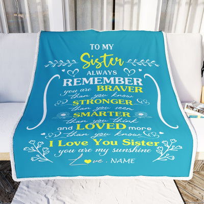 Personalized To My Sister Blanket From Sister Teal I Love You Sister Birthday Christmas Gift Customized Bed Quilt Fleece Throw Blanket | siriusteestore