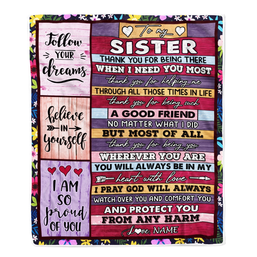 Personalized To My Sister Blanket from Brother You Will Always Be In My Heart Sister Birthday Thanksgiving Christmas Customized Fleece Throw Blanket | siriusteestore