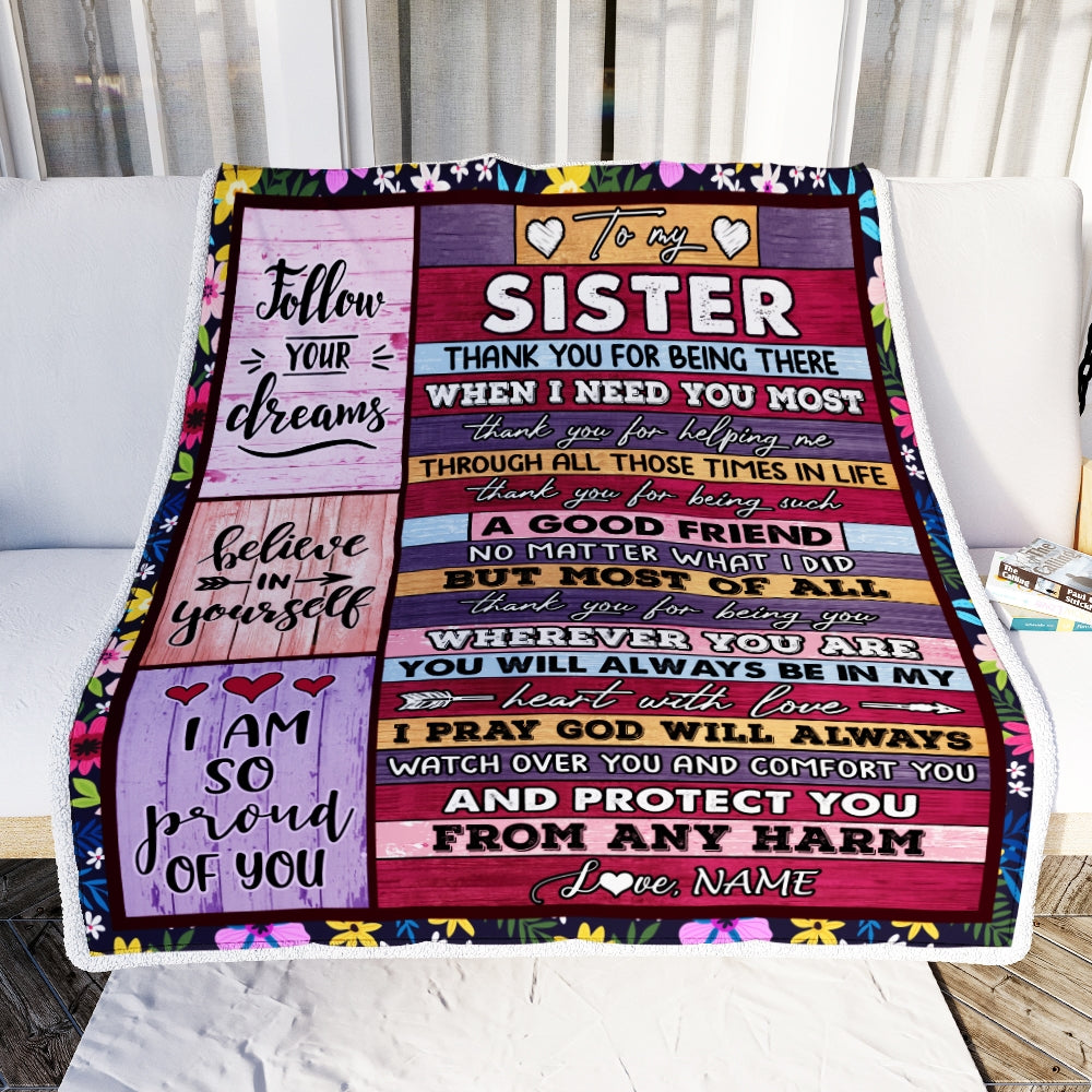 Personalized To My Sister Blanket from Brother You Will Always Be In My Heart Sister Birthday Thanksgiving Christmas Customized Fleece Throw Blanket | siriusteestore