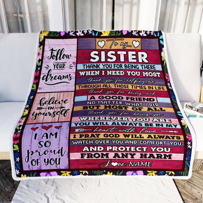 Personalized To My Sister Blanket from Brother You Will Always Be In My Heart Sister Birthday Thanksgiving Christmas Customized Fleece Throw Blanket | siriusteestore