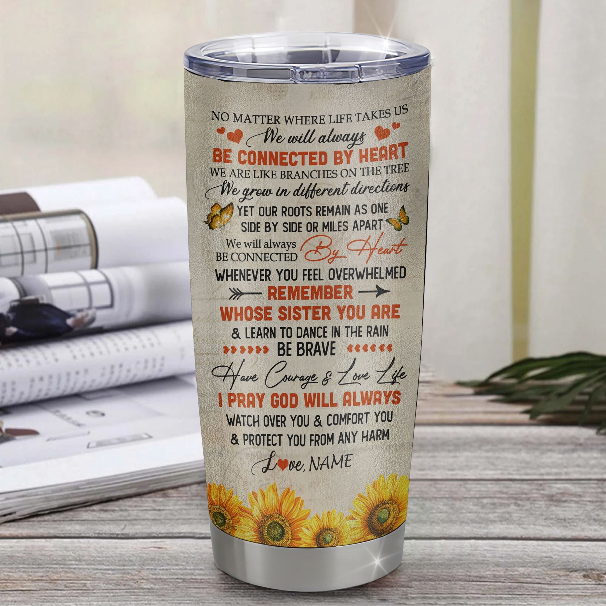 Personalized To My Sister From Sister Stainless Steel Tumbler Cup Sunflower You Are My Sunshine Sister Birthday Graduation Christmas Travel Mug | siriusteestore
