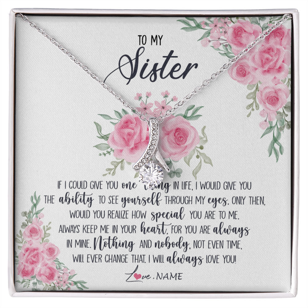 Alluring Beauty Necklace | Personalized To My Sister Necklace From Brother I Will Always Love You Sister Birthday Graduation Christmas Pendant Jewelry Customized Gift Box Message Card | siriusteestore