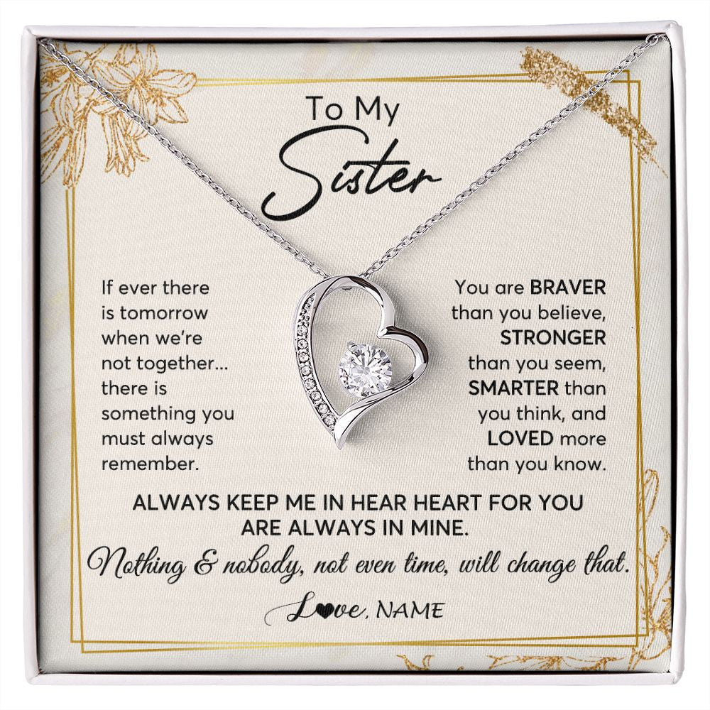 Forever Love Necklace | Personalized To My Sister Necklace From Sister Brother Always Keep Me In Your Heart Sister Birthday Graduation Christmas Customized Gift Box Message Card | siriusteestore