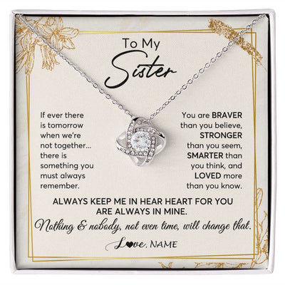 Love Knot Necklace | Personalized To My Sister Necklace From Sister Brother Always Keep Me In Your Heart Sister Birthday Graduation Christmas Customized Gift Box Message Card | siriusteestore