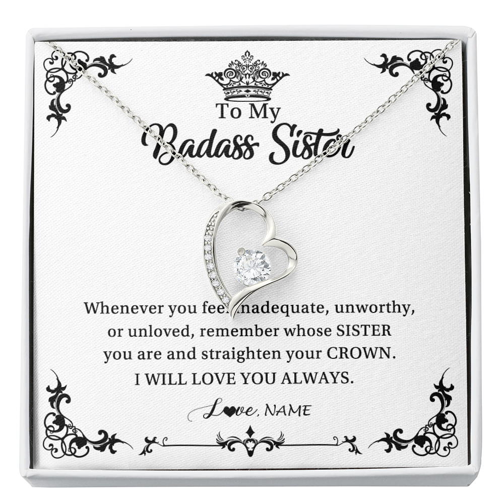 Forever Love Necklace | Personalized To My Sister Necklace From Sister Brother I Will Love You Always Sister Pendant Jewelry Birthday Graduation Christmas Customized Message Card | siriusteestore