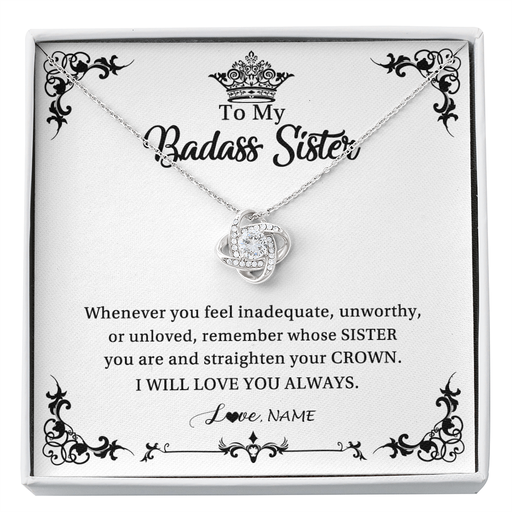 Love Knot Necklace | Personalized To My Sister Necklace From Sister Brother I Will Love You Always Sister Pendant Jewelry Birthday Graduation Christmas Customized Message Card | siriusteestore