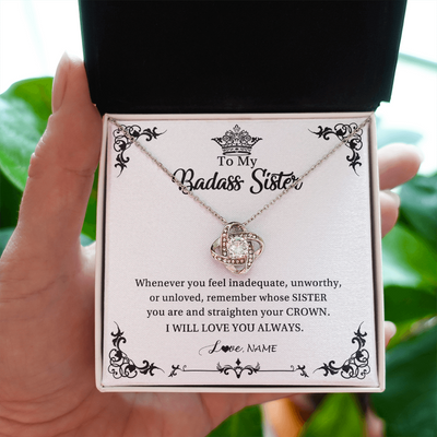 Love Knot Necklace | Personalized To My Sister Necklace From Sister Brother I Will Love You Always Sister Pendant Jewelry Birthday Graduation Christmas Customized Message Card | siriusteestore