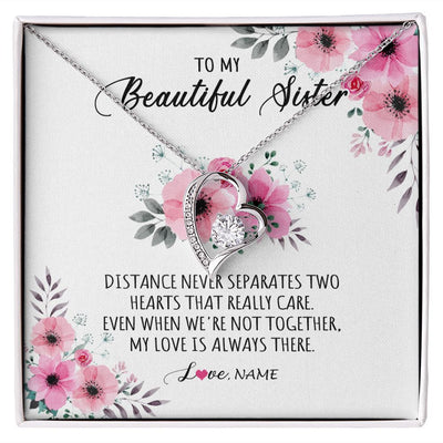 Forever Love Necklace | Personalized To My Sister Necklace From Sister Brother My Love Is Always There Sister Birthday Graduation Christmas Jewelry Customized Gift Box Message Card | siriusteestore