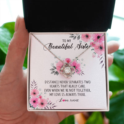 Love Knot Necklace | Personalized To My Sister Necklace From Sister Brother My Love Is Always There Sister Birthday Graduation Christmas Jewelry Customized Gift Box Message Card | siriusteestore