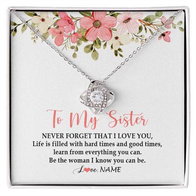Love Knot Necklace | Personalized To My Sister Necklace From Sister Brother Never Forget That I Love You Sister Pendant Jewelry Birthday Christmas Customized Gift Box Message Card | siriusteestore