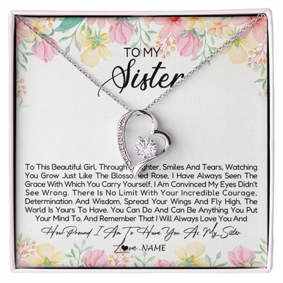 Forever Love Necklace | Personalized To My Sister Necklace From Sister Brother To This Beautiful Girl Sister Pendant Jewelry Birthday Christmas Customized Gift Box Message Card | siriusteestore